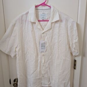 Denim & Flower White Casual Button Down Shirt